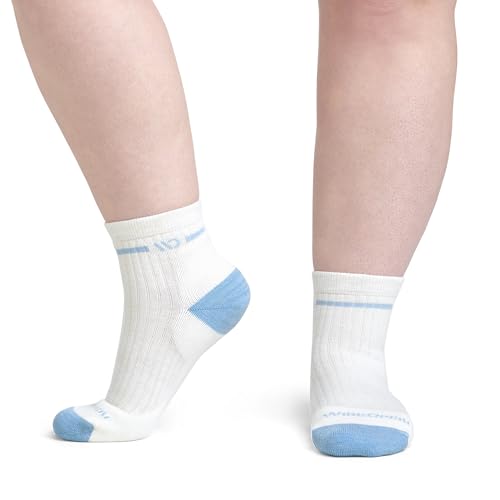 Wide Open Quarter Women's Merino Wool Socks - Single Stripe Everyday Ankle Socks for Wide Feet