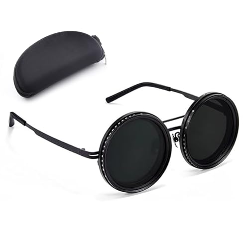 Adjustable Shades Glasses,Round Nd9 Polarized Sunglasses,1-9 Gears Beach Tint Eyewear,Dimming Filter Lens Glasses