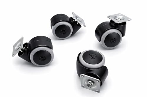 Image of Castersman Chair Wheel Plat, Castor Nylon Revolving Chair Wheel Black, White, Black, 1 Set of 4 PCS)