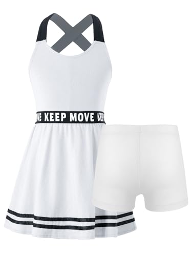 Kids Girls Sports Outfit Sleeveless Tennis Dress and Athletic Shorts Golf Outfit Tracksuit3