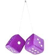 Auto Spiegel Opknoping Pluizige Dobbelstenen, Paar Rose Paars Pluizige Dobbelstenen Auto Achteruitkijkspiegel Fuzzy Dobbelstenen Ha...