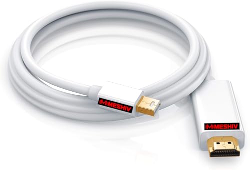 Image of Mini DisplayPort Thunderbolt 2 To HDMI Male To Male Cable 1.8m Mini DP To HDMI Gold Platted Compatible with HDTV, Laptop, Monitor, Projector etc. (White)