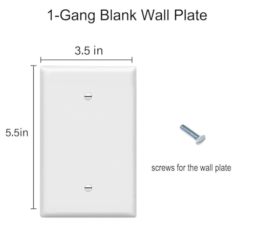 Image of ZEFTV Over-Size Blank Wall Plates 1-Gang 5.5 inch x 3.5 inch blank Switch Outlet Electrical Cover Plate Unbreakable Thermoplastic Faceplate for Light Receptacle Outlet Switch, White (100 Pack)