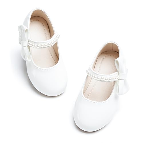 Image of PHIRAMIN Toddler Flower Girl Glitter Dress Shoes Little Girl Ballet Flats Bow Wedding Party