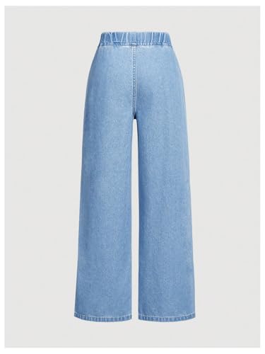 Milumia Girl High Elastic Waist Wide Leg Jeans Baggy Going Out Denim Pants2