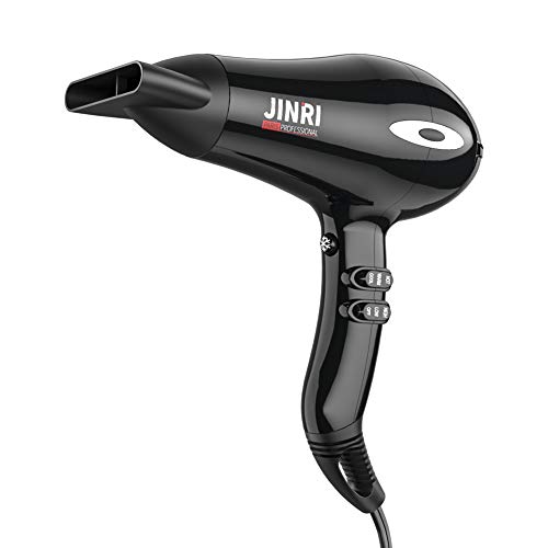 Jinri Negative Ionic Hair dryer with Ceramic Tourmaline Technology Lightweight Fast Drying Hair Blow Dryer with Concentrator 1875W Black
