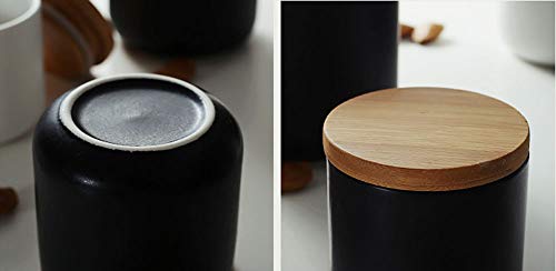 Mozacona Ceramic Pure Color Sugar Bowl Spice Jar Storage Pot With Wooden Lid thumb #4