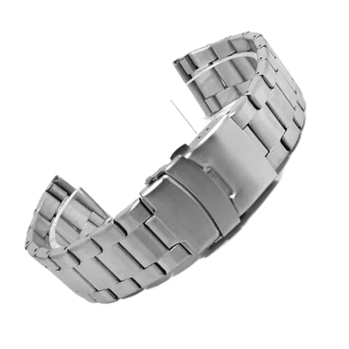 Correa de reloj con hebilla de doble presión de metal negro y eslabones de 22mm y 20mm