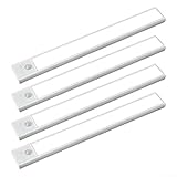 LED Bewegungserkennungsleuchte mit magnetischer Rückseite für Treppenstufen, Landezonen und dunkle Flurabschnitte, 4 Einheiten, drahtloses Set (weiß)