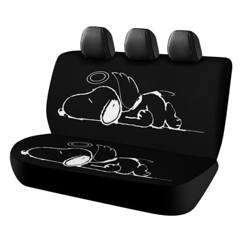 スヌーピー (1) カーシートカバー 車シートカバー 後部座席用 シート保護 おしゃれ カー用品 軽/普通車 汎用 後席クッションカバー 人気 キャラクター 四季通用 Y1068