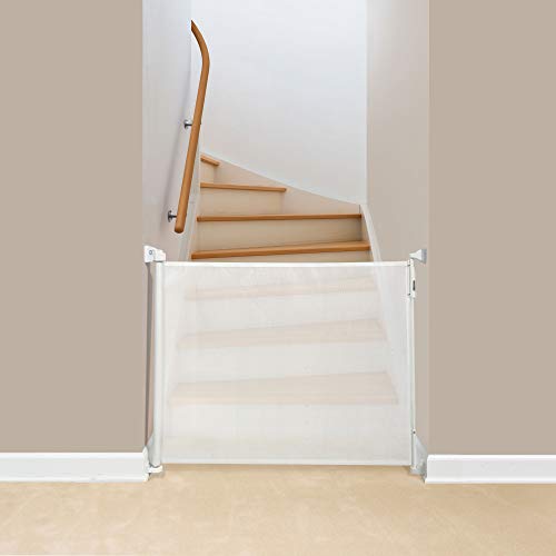 Kidco Retractable Safeway Flexible Mesh Quick Release Baby Toddler Pet Safety Gate With One-Touch Memory Button Technology, White #TOP3