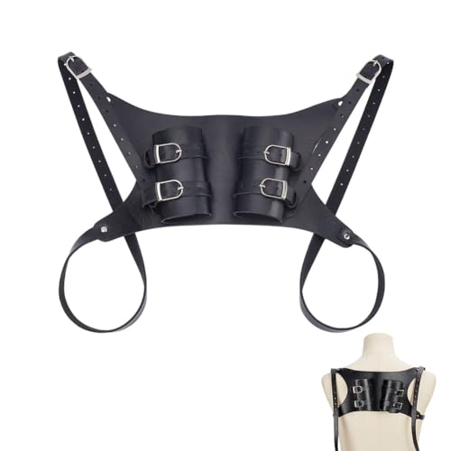 NBEADS Soporte para la espalda de espada, soporte ajustable para espada de hombro, funda trasera medieval retro, rana y funda trasera de cuero, cinturón de rana de espada de doble espalda para fiesta