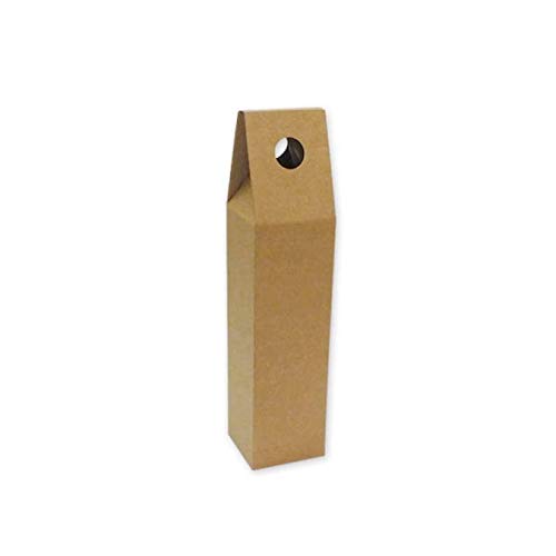 Pack 50 Cajas para envíos de 1 botella con asa. Automontable y de color marrón.