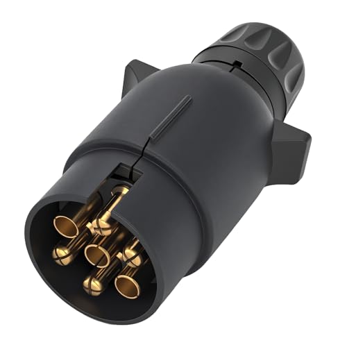 CXTM 7 Polig Anhänger Stecker Set mit Montagezubehör 12V Wasserdicht 7-pol Anhänger Stecker und Steckdose Nach ISO 1724 für Anhänger Wohnwagen RV AHK Adapter (Stecker)