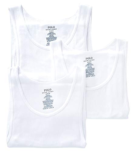 Polo Ralph Lauren Classic Fit w/Wicking 3-Pack Tanks 3 White/Cruise Navy Pp 2XL