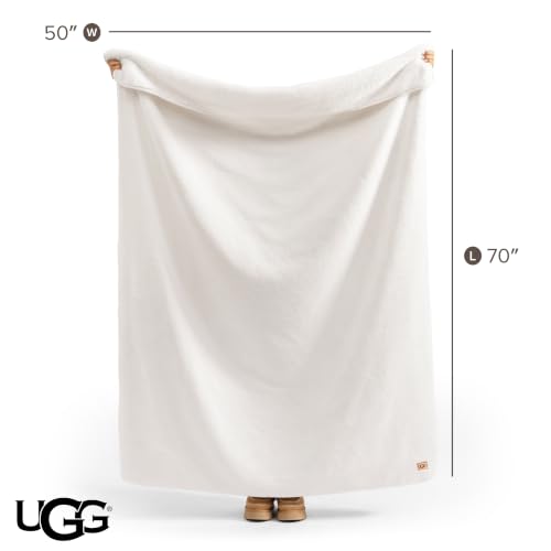 Image of UGG Whitecap Throw Blanket, Soft Fleece Blanket, 50 inch x 70 inch, White