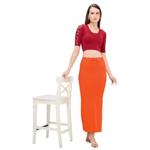 Image of DESI GIRL Cotton Lycra Stretchable Saree Shapewear Petticoat with Drawstring for Women | Fishcut Saree Petticoat with Side Slit for Easy Movement | Saree Shaper | Long inskirt