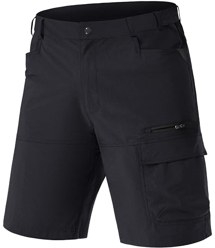TACVASEN Mens Shorts with Pocket Cargo Shorts Quick Dry Work Shorts Elastic Waist Golf Shorts Summer Shorts Black,36