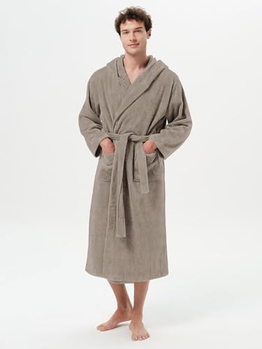SIORO Mens Hooded Terry Cloth Robe, Big and Tall Bathrobe, Full Length Cotton & Absorbent Robe for Spa, Shower & Sleepwear3