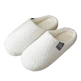 VENYAA Mujeres Baotou peluche Zapatillas,Zapatillas para Interiores Antideslizantes y Cálidas para Reuniones y Descanso Casa(Size:EU 44/45,Color:Blanco)