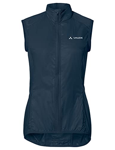 VAUDE Matera Air Weste Damen – Leichte Sportweste mit 80% Windschutz, Jacke unter Verwendung von recyceltem Material, 80 g, Atmungsaktiv, Passform: Slim fit, dark sea, 44