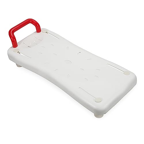 Izrielar Asiento de bañera para Personas Mayores, Tabla para Sentarse de plástico, Tabla de Asiento para bañera con asa, Silla para baño Mayores, Color Blanco, Capacidad de Carga 150 kg