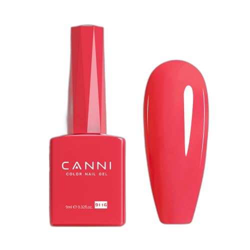 CANNI Vernis à Ongles Gel Semi Permanent rouge corail coral red Gel Polish Nail Gel UV Soak off Vernis Manucure