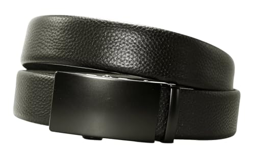 Lychee Pattern Genuine Cow Leather Belts With Automatic Ratchet Buckle,Classic and Retro Fashion Designs 105-130CM
