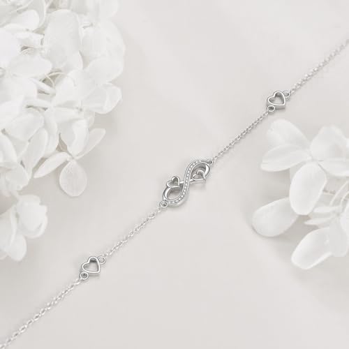 Image of VONALA Evil Eye Anklet 925 Sterling Silver Irish Celtic Knot /Witches Knot /Claddagh /Infinity Heart /Butterfly /Pineapple Chain Hotwife Anklet Foot Ankle Jewerly Gift for Women Mother Wife Sisters