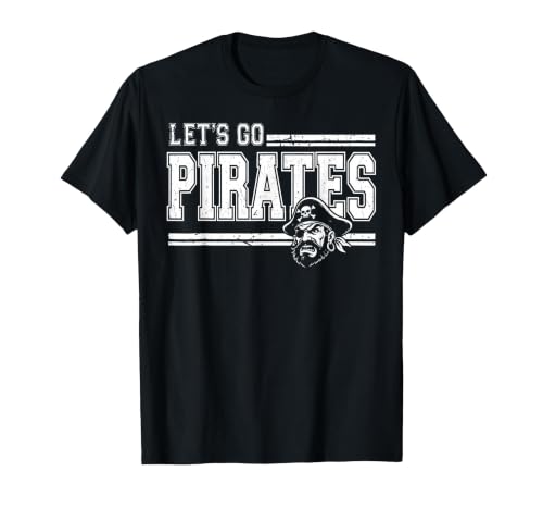 Pirates School Sports Fan Team Spirit Vintage T-Shirt, Men, Black, 3X-Large