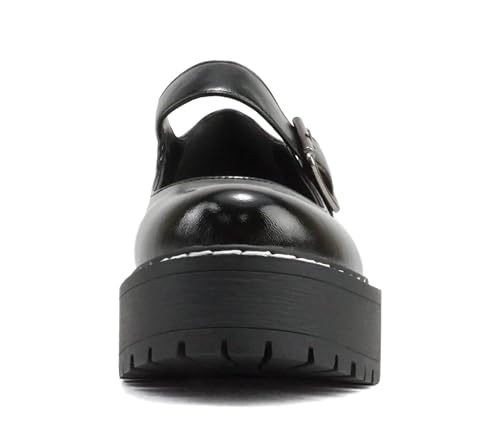 Soda “LOAF” ~ Women Round Toe Lug Sole Low Platform Heel Mary Jane Pump Shoe with Adjustable Ankle Strap3