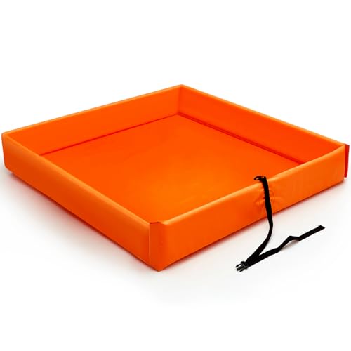Image of Wettarn Folding Duck Pond 4' x 4' Portable Spill Containment Berm Wall Containment Berm (Orange)