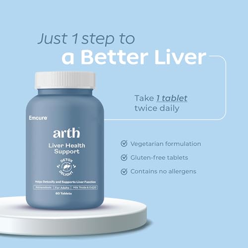 Image of Arth Liver Health Supplement | With Milk Thistle (Silymarin 600mg), CoQ10, Vitamin C & E | Helps in Fatty Liver Management & Digestion | Anti-inflammatory & Antioxidant Support | For Men & Women | 60 Veg Tablets
