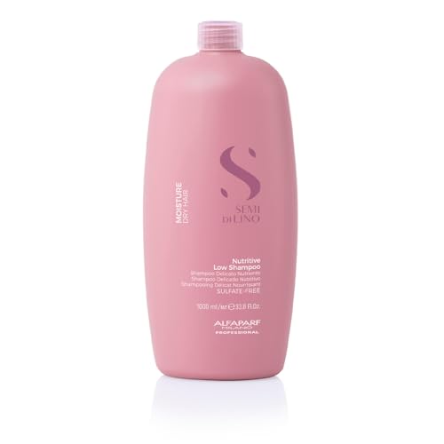 Alfaparf Milano Semi Di Lino Humedad Nutritivo sin sulfato Champú para cabello seco – Sin parabenos ni parafina – Seguro en el cabello tratado con color – Calidad profesional de salón, 33.8 onzas líquidas