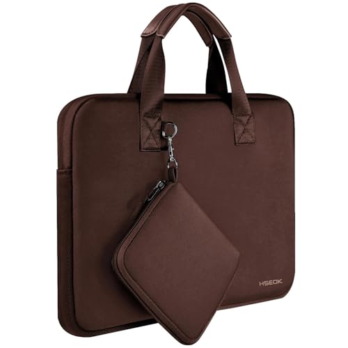 Image of Hseok Laptop Sleeve 13.3-14 inch Case with Small Pouch, Neoprene Computer Bag Compatible with MacBook Pro 14 inch M4 /M3 /M2 /M1 2025-2021, Mac Air /Pro 13.3 inch and Most 13-14 inch Notebooks,Coffee