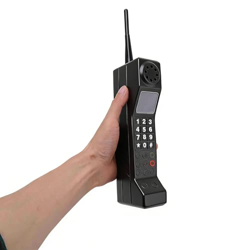 Retro 80s 90s Vintage Brick Cell Phone Ornament Old School Brick Cell Phone Prop for 80s 90s Party Photography Movie Scene Home Desktop Decoration (Black)