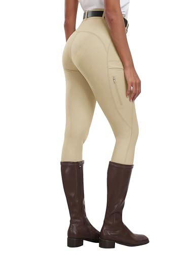 Mofiz Pantalones Hipica Mujer Pantalones Ecuestres Silicon Full Seat Mallas Equitacion Pantalones Para Verano Caqui M