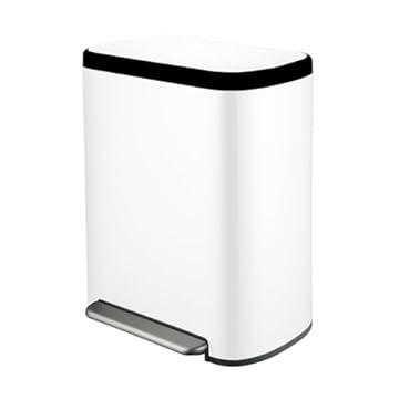 JM ·YIPENG Kitchen Recycling Bins,30+30L Double Rubbish Bin with Lids and Plastic Inner Buckets,60L Dual Pedal Bins for Kitchen Recycling and Waste,White