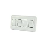 JR Products 12331 White Quad SPST On-Off Switch with Bezel