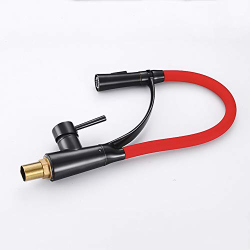 Robinet de cuisine rouge douchette extractible mitigeur évier pivotant 360° - 8