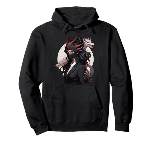 Anime Girl Gothic Waifu Japanese Kawaii Otaku Oni Mask Sudadera con Capucha