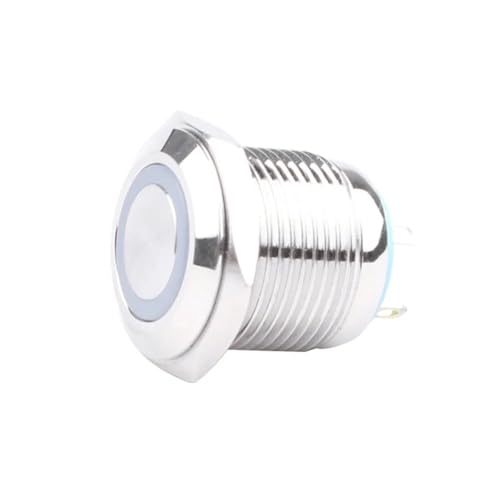Pulsador de metal de 16mm autorrecuperación con acabado plano y LED de 220V 4