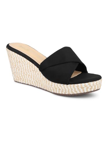 Inc.5 Women Black Open Toe Wedge Heels (B0CQPCKC8Q) Amazon Price History, Amazon Price Tracker