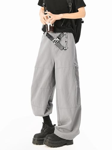 Men's Pants Spring Casual Loose Sport Gray Workwear Wide-Leg Trouser for Men3