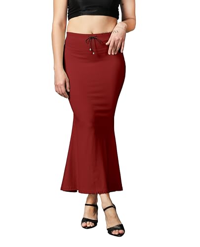 Image of ZORNITSA Cotton Lycra Saree Shapewear Petticoat for Women, Stretchable Saree Shaper Petticoat Inskirt, Shape wear Dress for Saree, Skirts