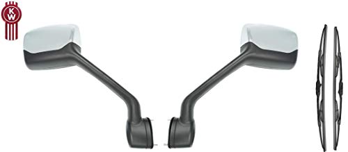 Flash Deals - 70% OFF Kenworth T680 Peterbilt 579 Truck Chrome Hood Mirror Driver (Left Side) and Passenger (Right Side) Pair Set PLUS Kenworth Grille Emblem and Windshield wipers