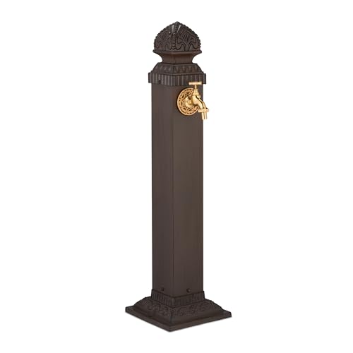 Relaxdays Fontaine extérieure pour Le Jardin ou la terrasse, Robinet, Design Antique, HxLxP 81 x 21 x 24,5 cm, Marron