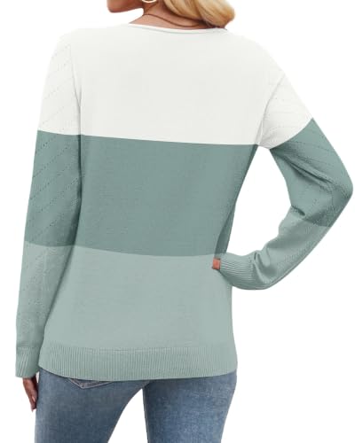 Image of WIHOLL Sweaters for Women V Neck Casual Knit Long Sleeve Tops Lightweight Pullover Clothes Fall Fashion Outfits 2026