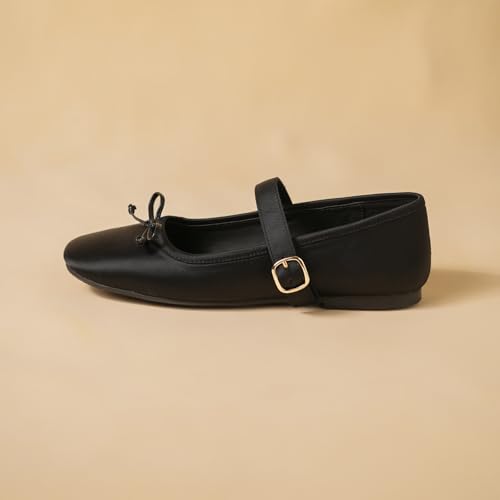 Image of Theater Dorothy Casual Ballet Flats for Women | Stylish Mary Jane Ballerina with Bow Detail | Lightweight Comfortable Footwear with Cushioned Insole