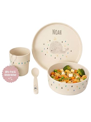 wunderwunsch personalisiertes LÄSSIG Kindergeschirr Set (Teller,...